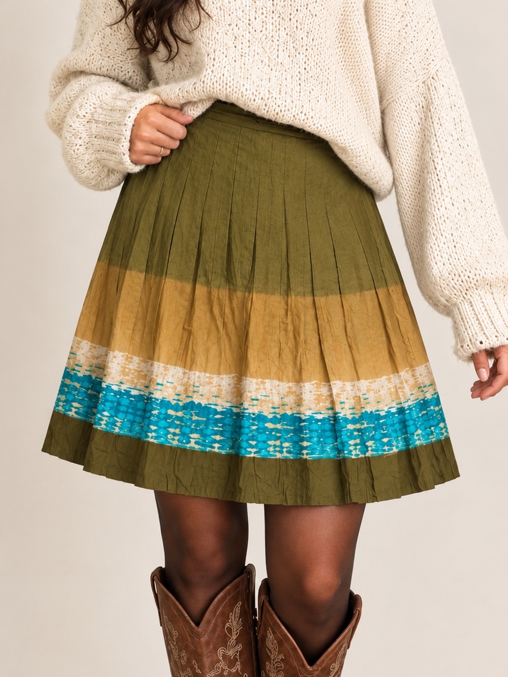 HILLARD & HANSON | 100% Cotton À-Line Ombré Boho Western Skirt Size 10